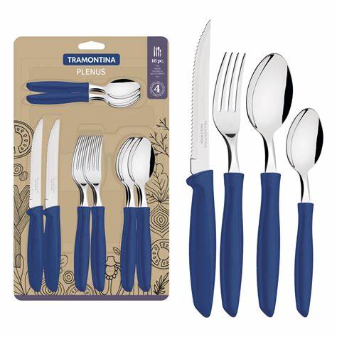 Tramontina Plenus 16pcs flatware set (Blue)
